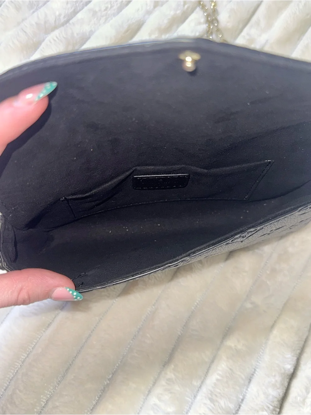 LV Black Monogram Leather Chain Crossbody